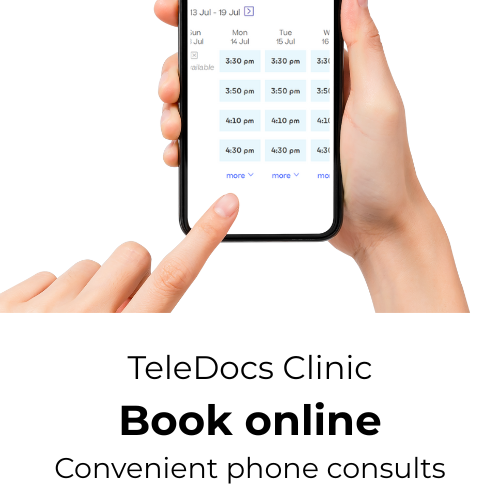 Hands holding a phone and pointing a finger at the schedule on the phone